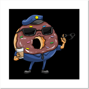 Donat Cop Police Coffee Handcuffs Posters and Art